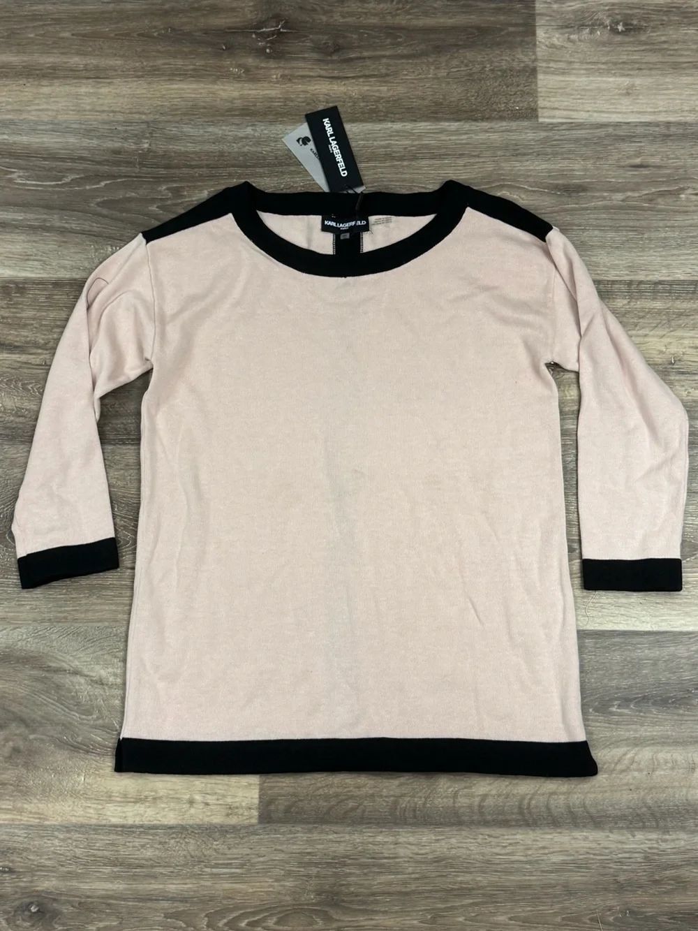 NEW Karl Lagerfeld Paris Blush Pink Bow Sweater Women’s XS